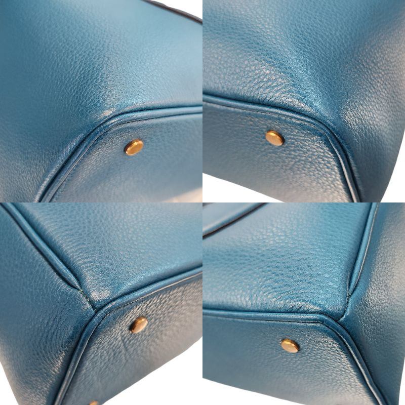 ETiAM エティアム Unite シュリンク サイドベルトブリーフケース メンズ シボ レザー 無地 ターコイズブルー ETKB-024 中古 T1