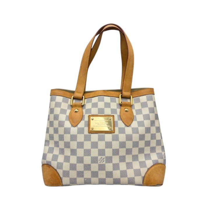 LOUIS VUITTON ルイヴィトン ダミエ アズール ハムステッドMM ハンドバッグ ホワイト N51206 鞄 ブランド レディース トートバッグ 中古 W４