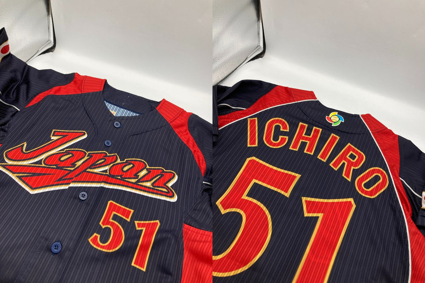MIZUNO ミズノ WBC 2009年 日本代表ユニフォーム イチロー 52MW-88284 ネイビー×レッド Mサイズ 中古 D4