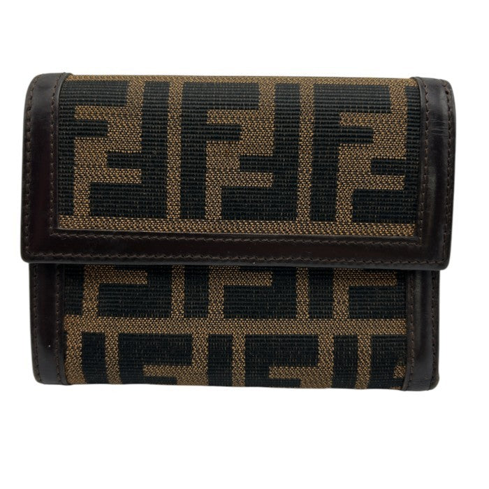 FENDI フェンディ ズッカ 財布 三つ折り ブランド レディース コンパクト 小さめ 中古 W４