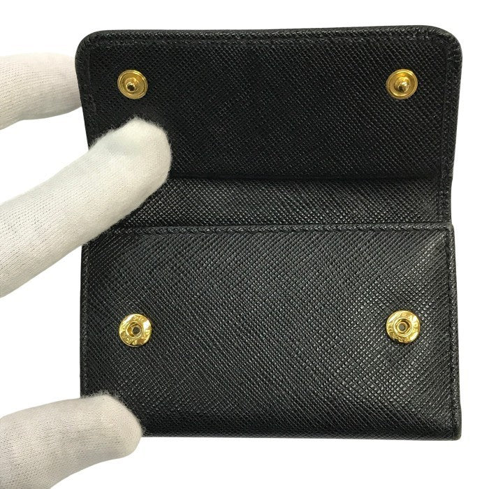 PRADA プラダ 6連キーケース レディース サフィアーノ レザー リボン ゴールド金具 ブラック 中古 T1