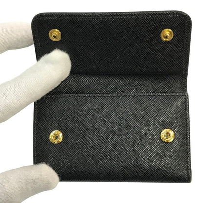 PRADA プラダ 6連キーケース レディース サフィアーノ レザー リボン ゴールド金具 ブラック 中古 T1