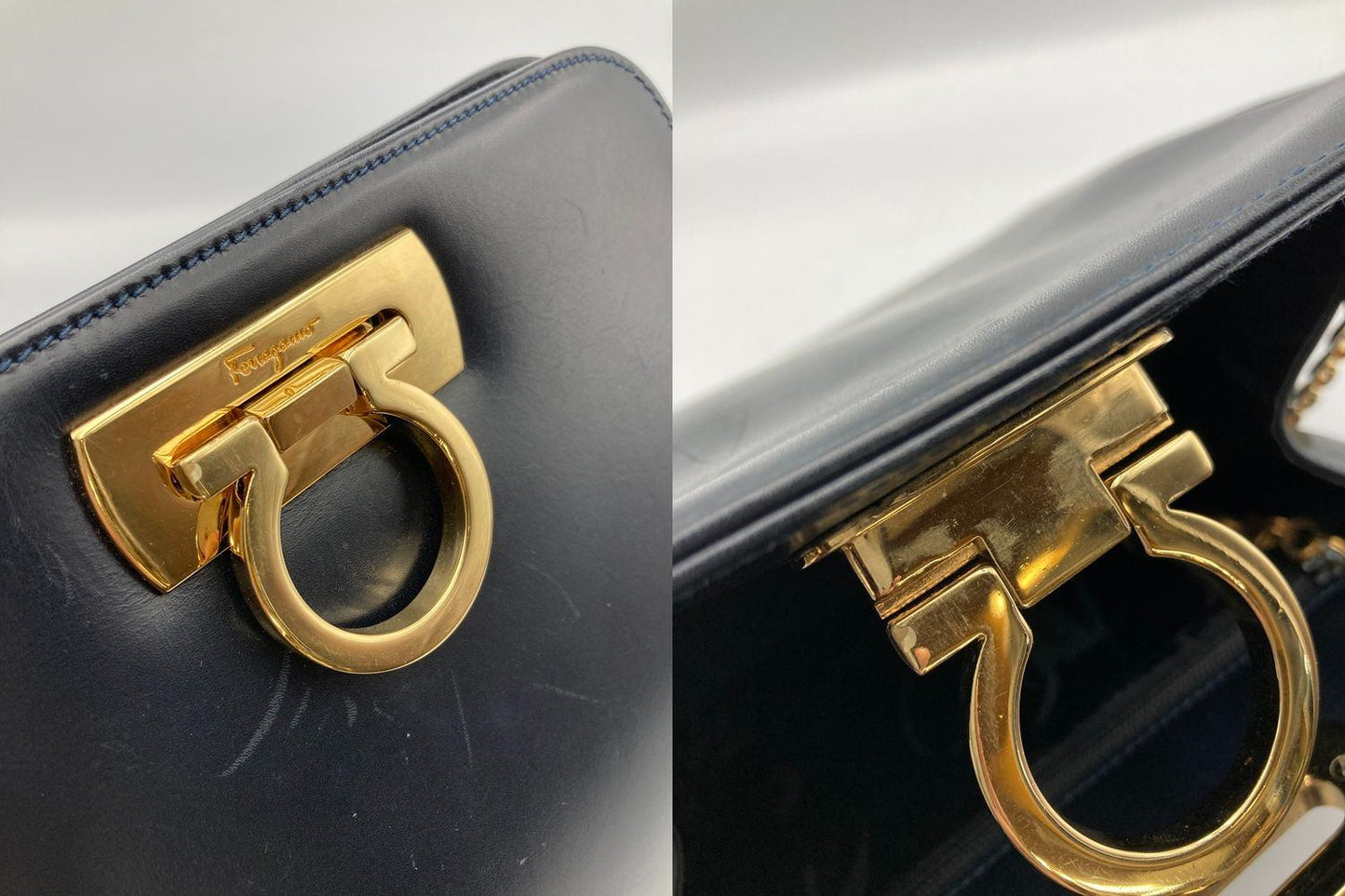 Salvatore Ferragamo サルヴァトーレフェラガモ ガンチーニ チェーン ショルダーバッグ 中古 D4