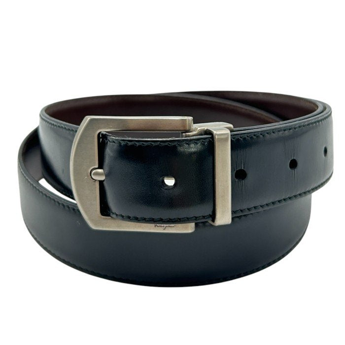 Salvatore Ferragamo サルヴァトーレ フェラガモ リバーシブル ベルト レザー メンズ シンプル ブラック ブラウン 中古 W４