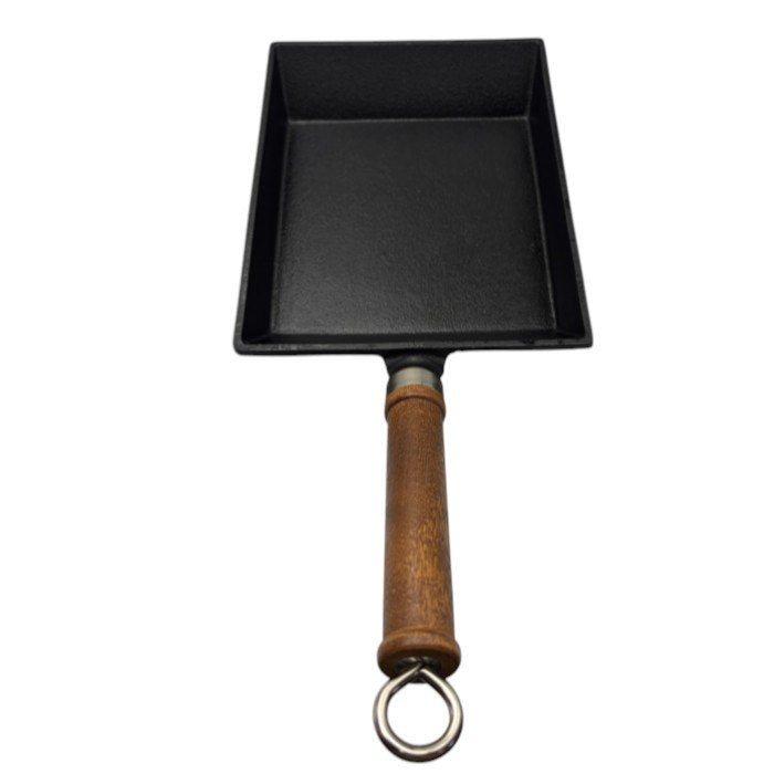 盛栄堂 南部鉄器 玉子焼き器 木蓋 ヘラ 付 卵焼き器 調理器具 キッチンツール フライパン 中古 W４