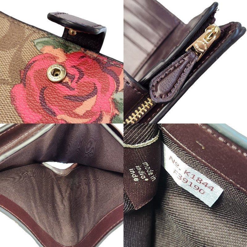 COACH コーチ 財布 レディース 二つ折り L字ファスナー ミニ コンパクト シグネチャー 花柄 F39190 中古 T1