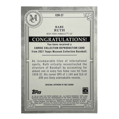 TOPPS MLBカード MUSEUM COLLECTION BABE RUTH NEW YORK YANKEES #CCR-27 中古 IT2