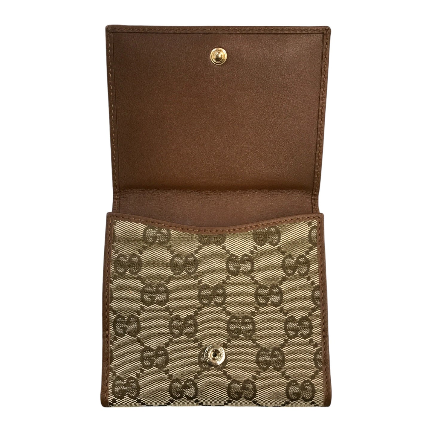 GUCCI グッチ 財布 レディース GGキャンバス レザー 二つ折り インターロッキング ブラウン/ベージュ 181594 0959 中古 T1