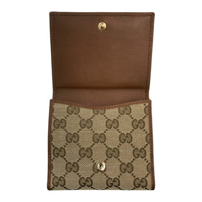 GUCCI グッチ 財布 レディース GGキャンバス レザー 二つ折り インターロッキング ブラウン/ベージュ 181594 0959 中古 T1