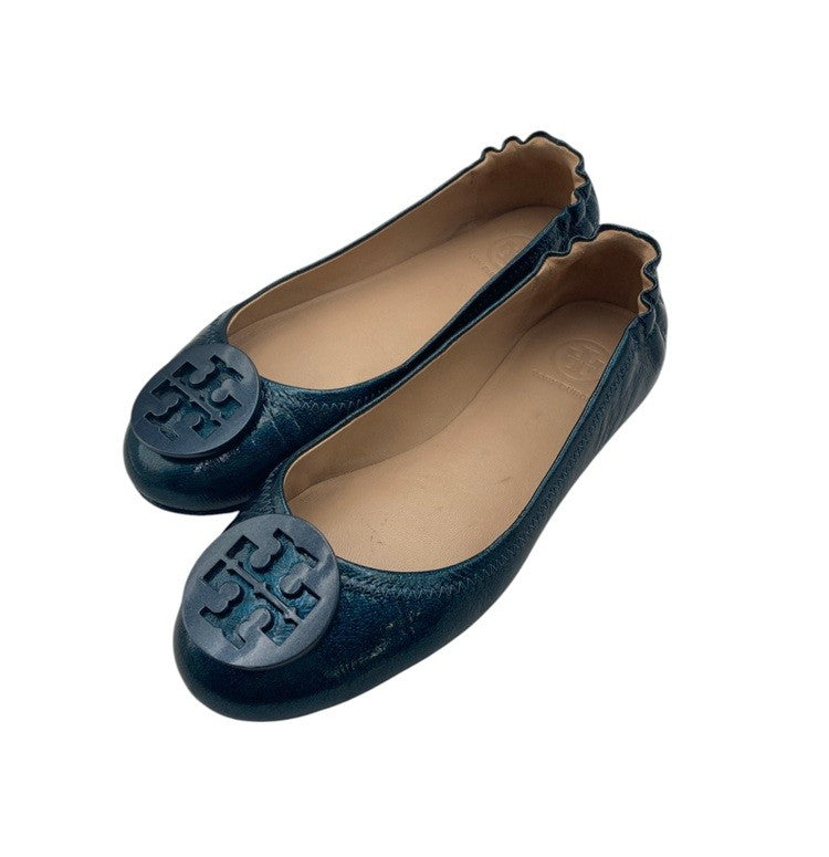 TORY BURCH トリーバーチ ミニー トラベル バレエ フラットシューズ スムースメタリック サイズ6.5M 中古 D4