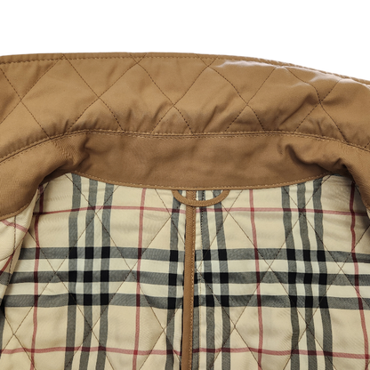 BURBERRY バーバリー ジャケット レディース 秋冬 キルティング 中綿 裏チェック柄 ベージュ 42サイズ FC059-730 中古 T1