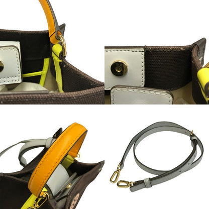 TORY BURCH トリーバーチ ミニトートバッグ レディース キャンバス 2way ショルダー 斜め掛け ブラウン 中古 T1