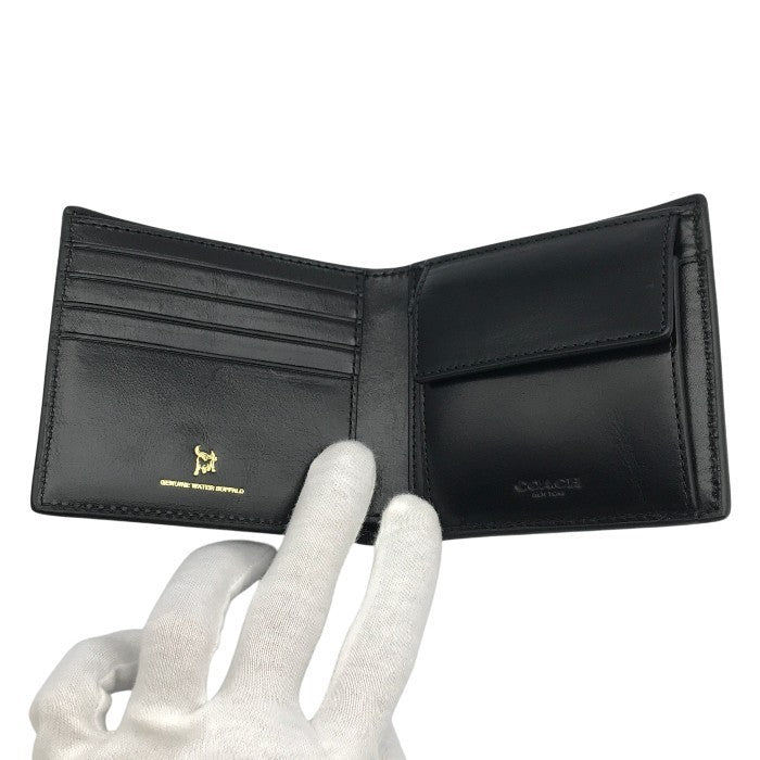 COACH コーチ コインウォレット 財布 メンズ 二つ折り レザー シンプル 無地 ブラック 79158 中古 T1