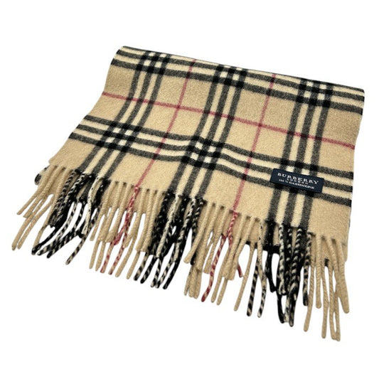 BURBERRY LONDON バーバリー ロンドン ノバチェック カシミヤ 100％ マフラー 秋 冬 レディース メンズ ストール ベージュ 中古 W４