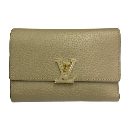 LOUIS VUITTON ルイヴィトン ポルトフォイユ カプシーヌ コンパクト 財布 3つ折り レディース トリヨンレザー ガレ ベージュ M62159 中古 T1