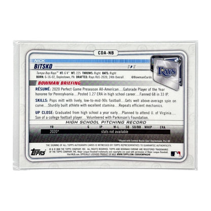 TOPPS MLBカード BOWMAN CHROME 1ST NICK BITSKO TAMPA BAY RAYS /71 #CDA-NB 中古 IT1