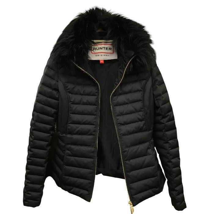 HUNTER ハンター ダウンジャケット レディース 冬 ファー ブラック XSサイズ 中古 N1