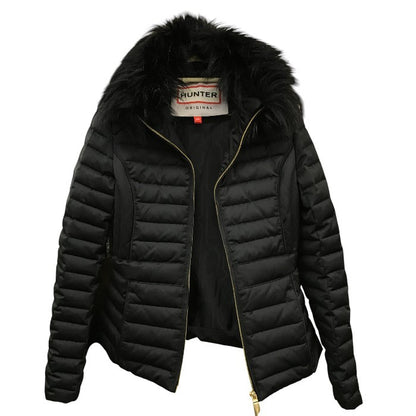 HUNTER ハンター ダウンジャケット レディース 冬 ファー ブラック XSサイズ 中古 N1