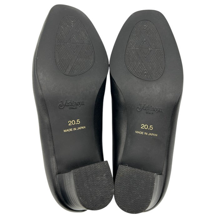 GINZA Yoshinoya 銀座ヨシノヤ レザー パンプス 20.5cm 67402-VG 本革 レディース 小さめ ブラック 靴 シューズ 中古 W４