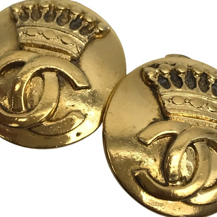 CHANEL シャネル イヤリング レディース クラウン ココマーク ラウンド ヴィンテージ ゴールドカラー 中古 T1