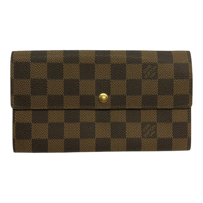 LOUIS VUITTON ルイヴィトン ダミエ エベヌ ポルトフォイユサラ 長財布 2つ折り 旧型 ブラウン N61734 中古 T1