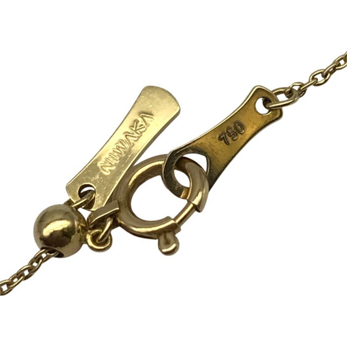 俄 NIWAKA K18/ダイヤモンド0.05ct ネックレス レディース ラウンド リング 750 イエローゴールド 45cm 中古 T1