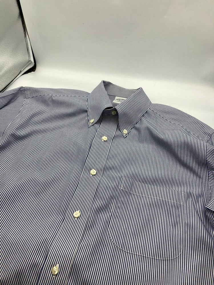 Brooks Brothers 346 ブルックスブラザーズ ボタンダウン ストライプ 長袖シャツ スリムフィット サイズ16 中古 D4