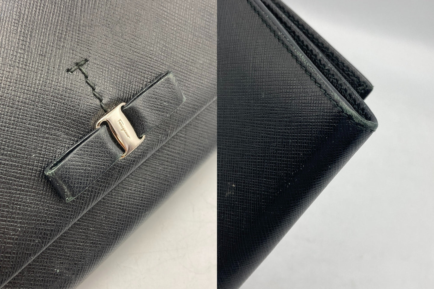 Salvatore Ferragamo フェラガモ ヴァラリボン 長財布 レザー 22-A994 中古 D4