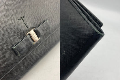 Salvatore Ferragamo フェラガモ ヴァラリボン 長財布 レザー 22-A994 中古 D4