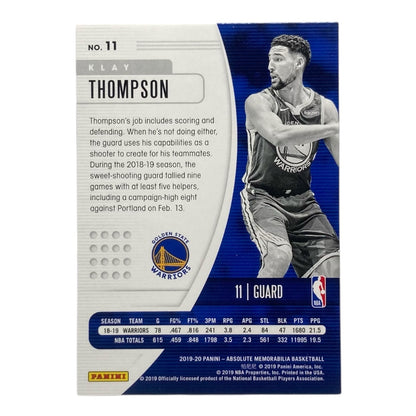 PANINI NBAカード ABSOLUTE MEMORABILIA KLAY THOMPSON GOLDEN STATE WARRIORS #11 中古 IT2