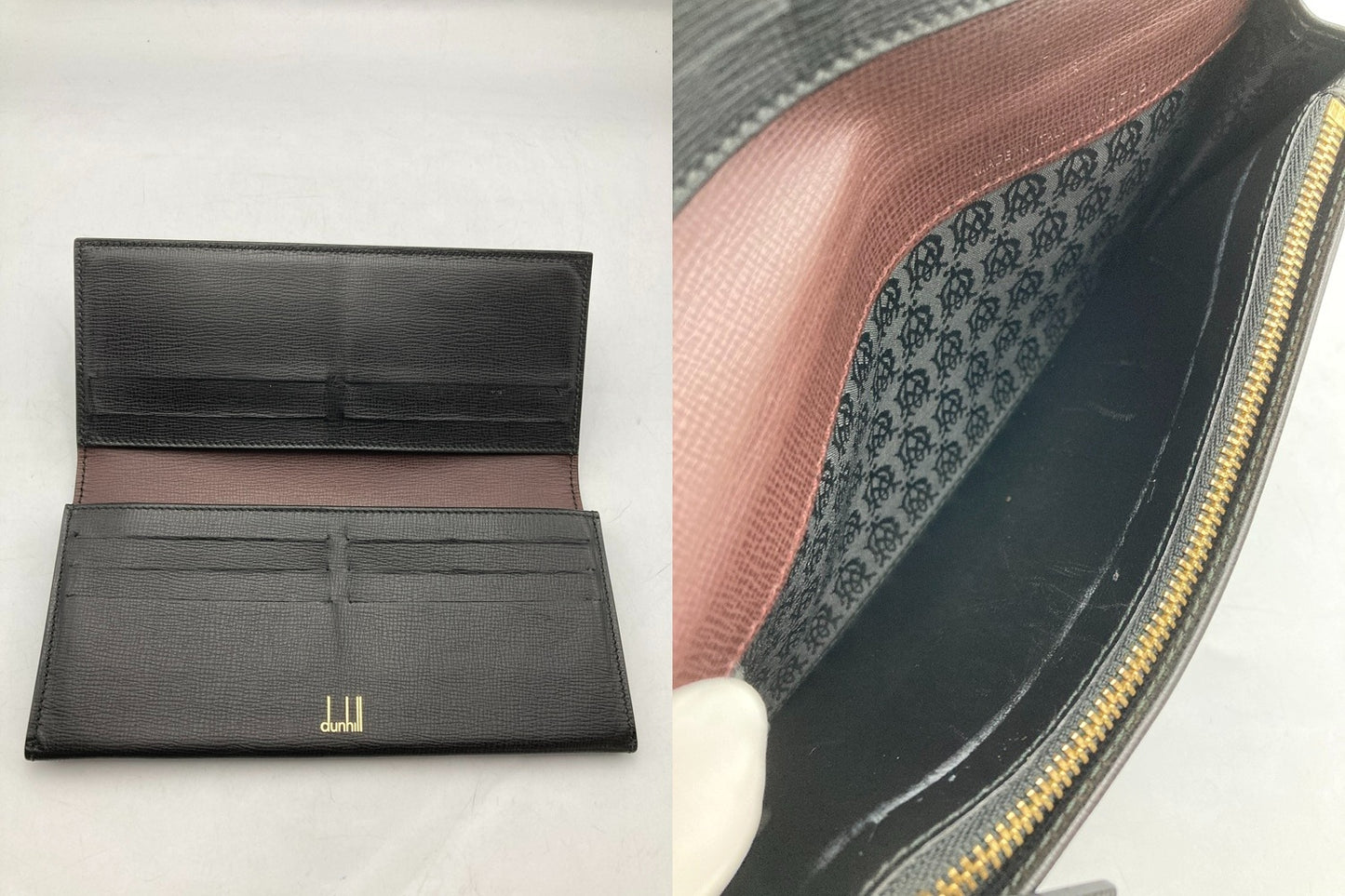 dunhill ダンヒル レザー 2つ折り長財布 ブラック メンズ 中古 D4
