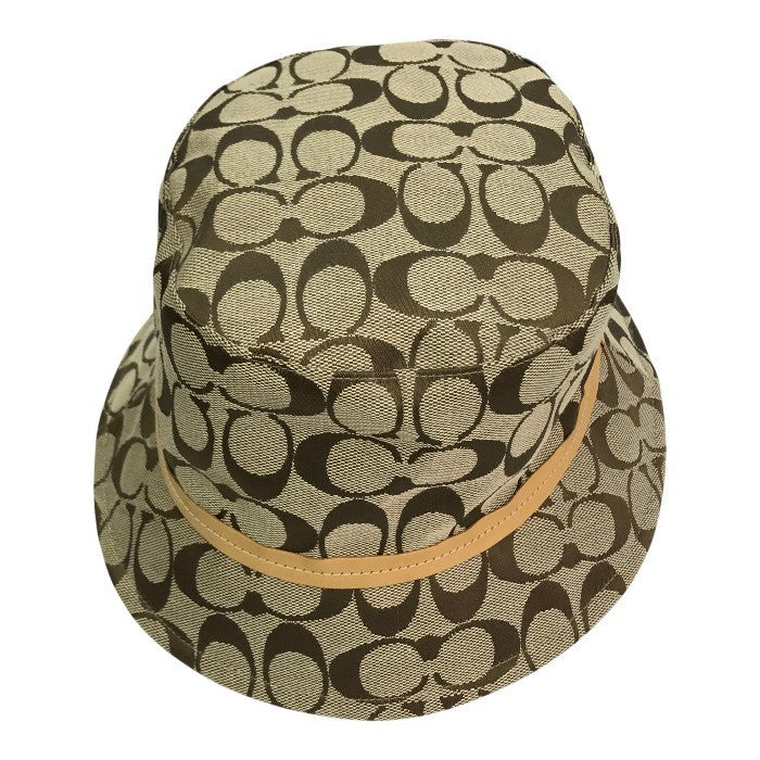 COACH コーチ シグネチャー バケットハット レディース ポリエステル/コットン 帽子 ジャガード ベージュ S/Pサイズ 中古 T1