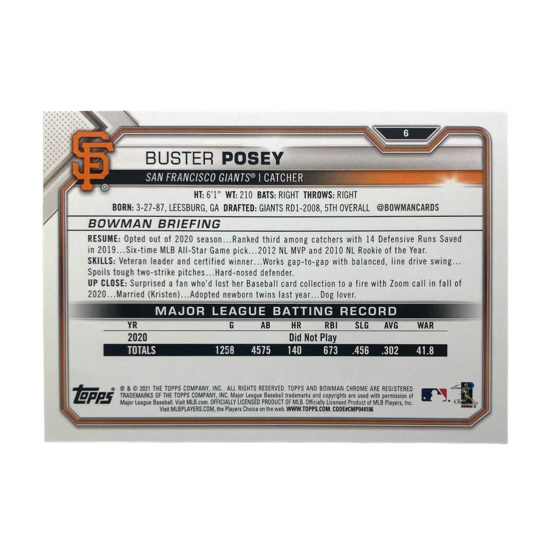 TOPPS MLBカード BOWMAN CHROME BUSTER POSEY SAN FRANCISCO GIANTS /250 #6 中古 IT2
