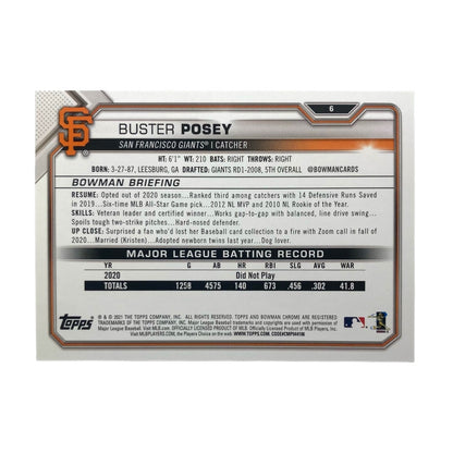 TOPPS MLBカード BOWMAN CHROME BUSTER POSEY SAN FRANCISCO GIANTS /250 #6 中古 IT2