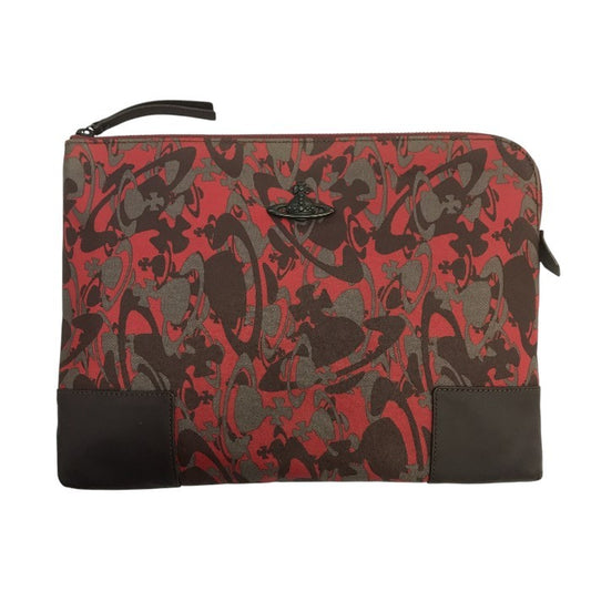 Vivienne Westwood クラッチバッグ ユニセックス オーブ カモフラージュ 迷彩 A4収納可 レッド/ブラウン 中古 T1