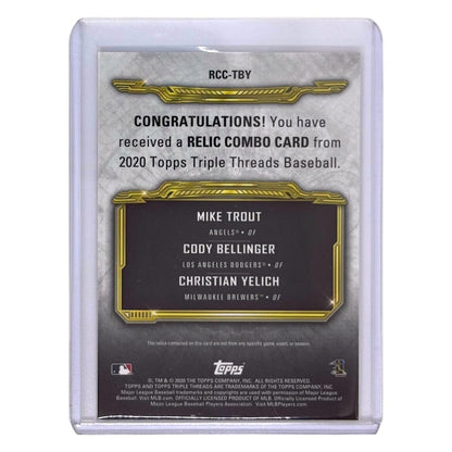 TOPPS MLBカード TRIPLE THREADS MIKE TROUT ANGELS CODY BELLINGER DODGERS CHRISTIAN YELICH BREWERS /36 #RCC-TBY 中古 IT1