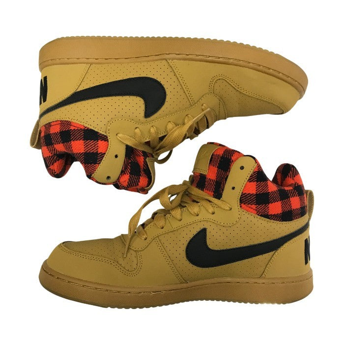 NIKE ナイキ コートバーロウ シューズ メンズ ミッドカット COURT BOROUGH LOW PREM チェック柄 ブラウン 26.0cm 844881 700 中古 T1