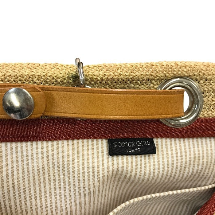 PORTER GIRL ポーター MARCHE SAC トートバッグ L レディース カゴバッグ 内生地ストライプ ベージュ/レッド 745-09325 中古 T1