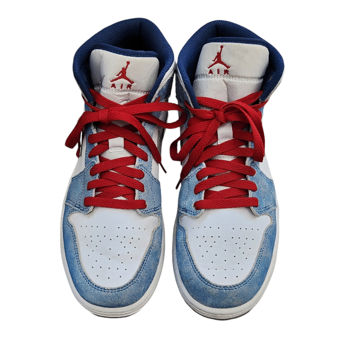 NIKE AIR JORDAN 1 MID SE エアジョーダン ミッド スニーカー メンズ ミッドカット ヴィンテージ風 ブルー/ホワイト 27cm DN3706 401 中古 T1