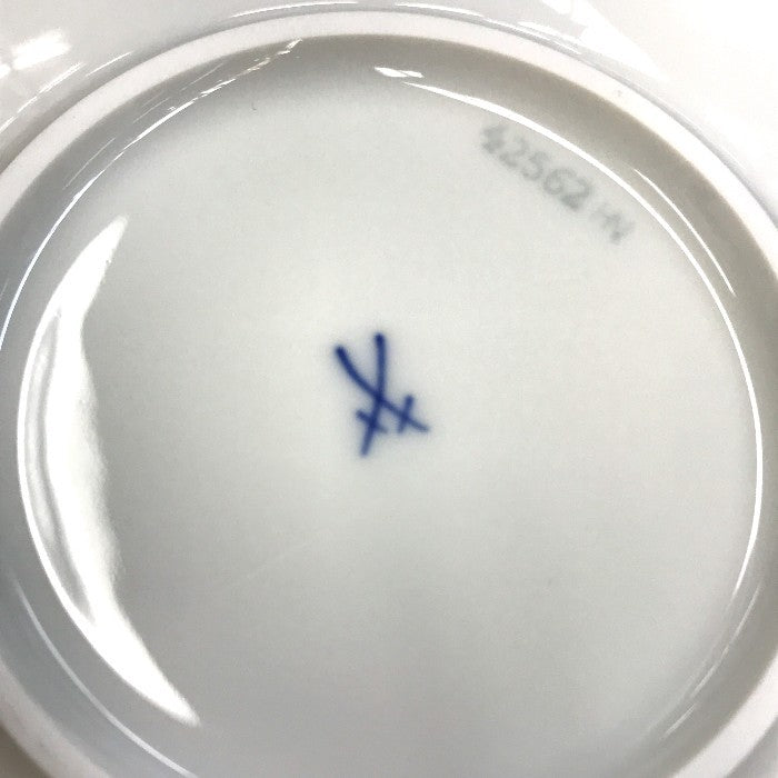 Meissen マイセン ロイヤルブロッサム カップ＆ソーサー 180ml ペア 2客 ホワイト コーヒー 立体 花レリーフ C/S 中古 T1