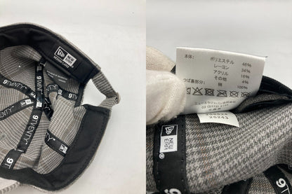 HEREIAM ヘレイアム ニューエラ別注 ロングバイザー メタルフラッグ グレーチェック 中古 D4