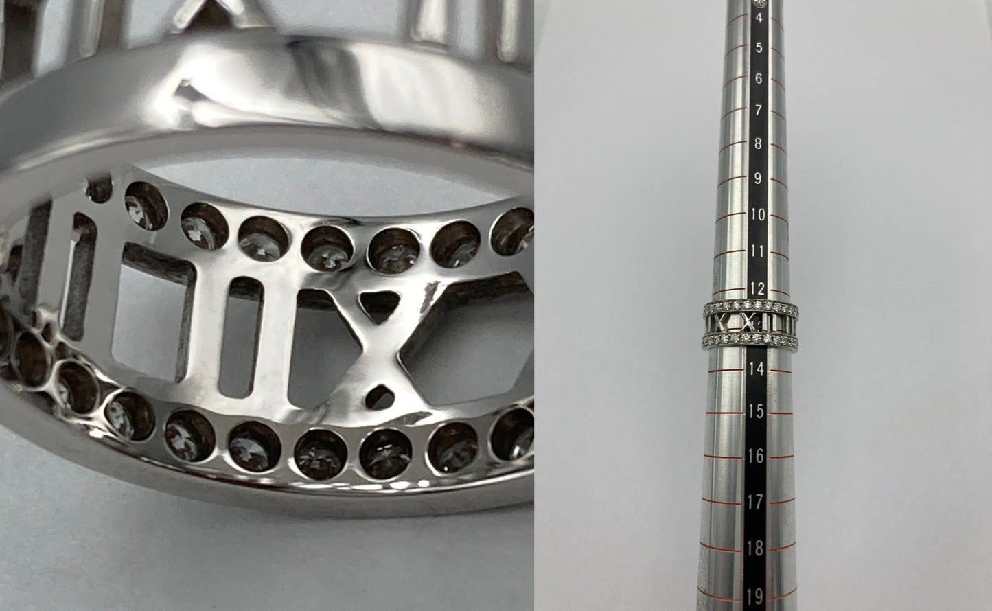 TIFFANY＆Co. ティファニー K18WG ハーフダイヤ アトラス オープンリング 13号 中古 D4