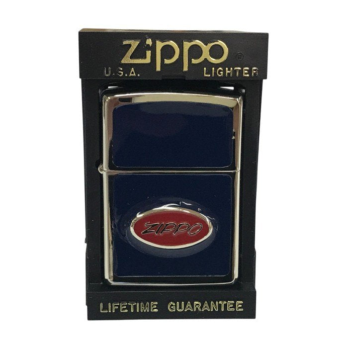 Zippo ジッポー オイルライター ロゴプレート 喫煙具 U.S.A製 ブルー/レッド/シルバー 中古 T1