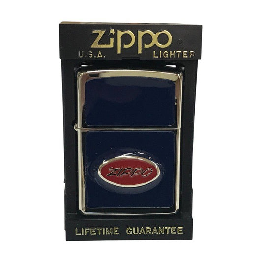 Zippo ジッポー オイルライター ロゴプレート 喫煙具 U.S.A製 ブルー/レッド/シルバー 中古 T1