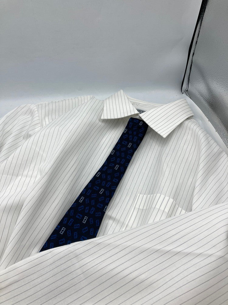 FENDI フェンディ ズッカ柄 ネクタイ シルク100％ ダークネイビー 中古 D4