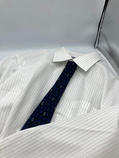 FENDI フェンディ ズッカ柄 ネクタイ シルク100％ ダークネイビー 中古 D4