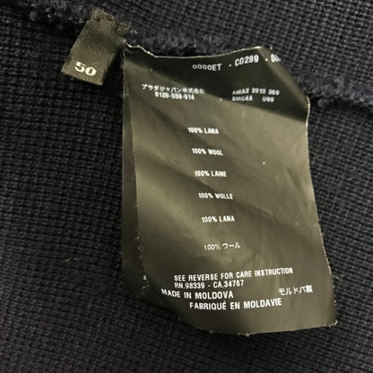 PRADA プラダ ドライバーズニット メンズ ウール ジップアップ セーター サーマルニット ネイビー 50サイズ 中古 T1