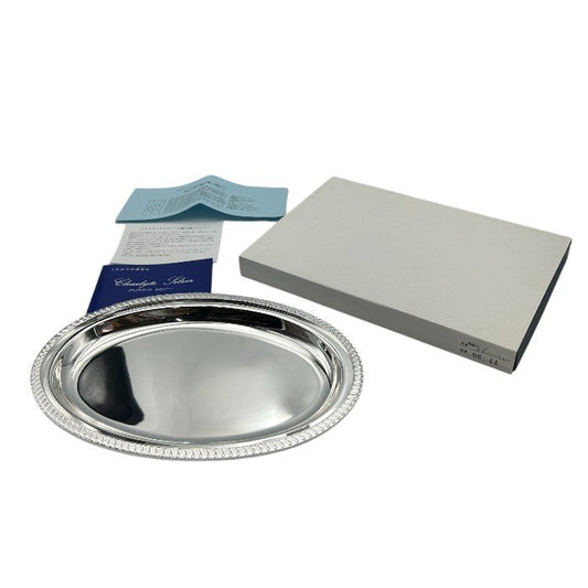 未使用品 早川シルバー 菊緑ローズ クリーマートレイ 06-44 洋食器 銀メッキ おしゃれ お盆 中古 W４