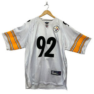 リーボック NFL PITTSBURGH STEELERS ピッツバーグスティラーズ レプリカユニフォーム 48 Reebok 92 HARRISON ゲームシャツ メンズ 中古 W４