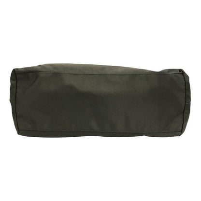 PRADA プラダ トートバッグ レディース リボン ロゴ ナイロン レザーハンドル 三角プレート A4収納可 ブラック 中古 T1